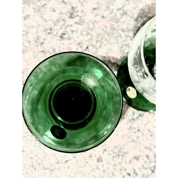 Luminarc Green Ribbed Stem Design German Roemer Goblets - Picture 9 of 9